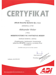 WeberSystems - Certyfikat ukoczenia szkolenia HIKVISION