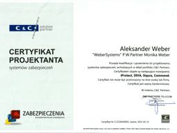 WeberSystems - Certyfikat ukończenia szkolenia CCPartners - Weber