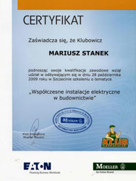 WeberSystems - Certyfikat ukończenia szkolenia Moeller